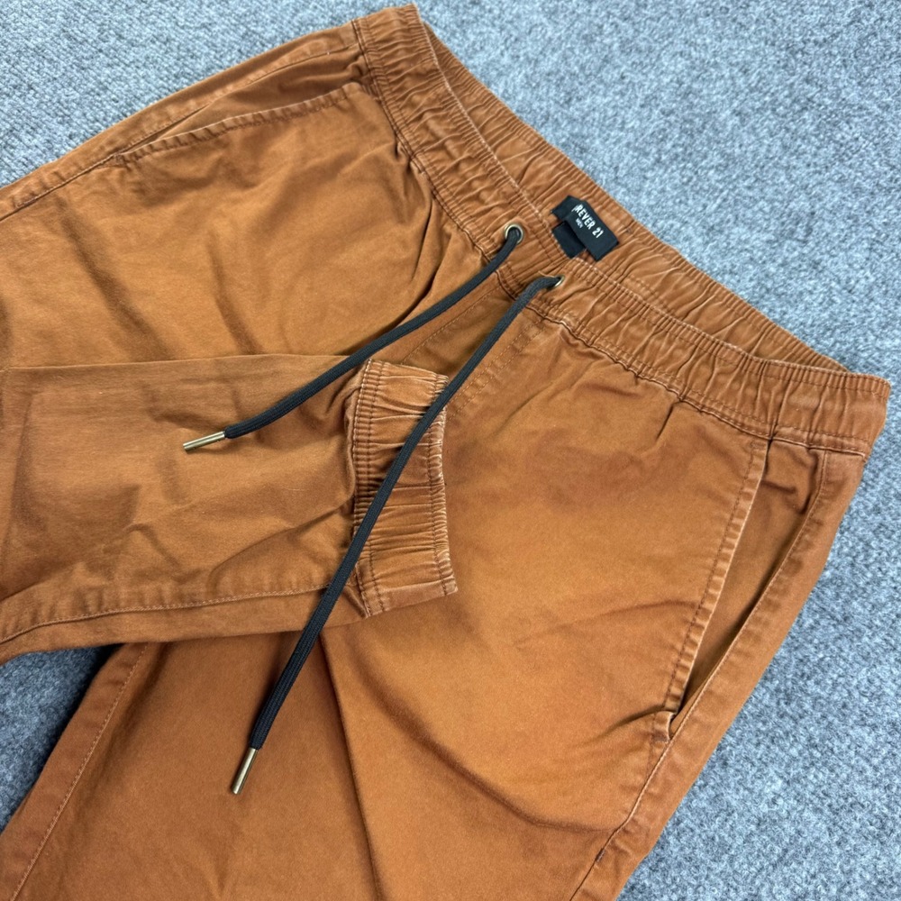 Forever 21 Jogger Pants Small Brown Twill Elastic Waist Mens